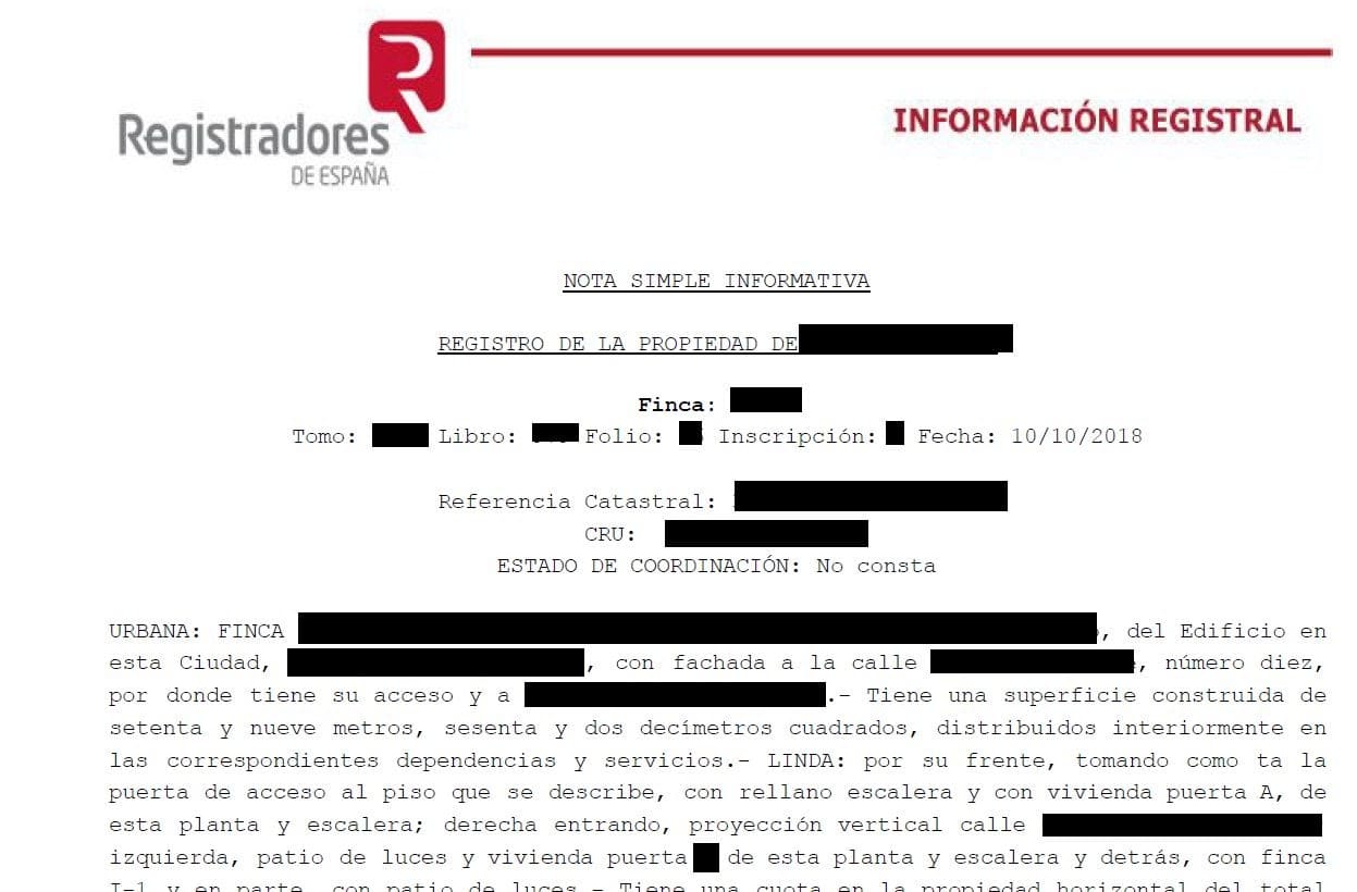 nota simple испания